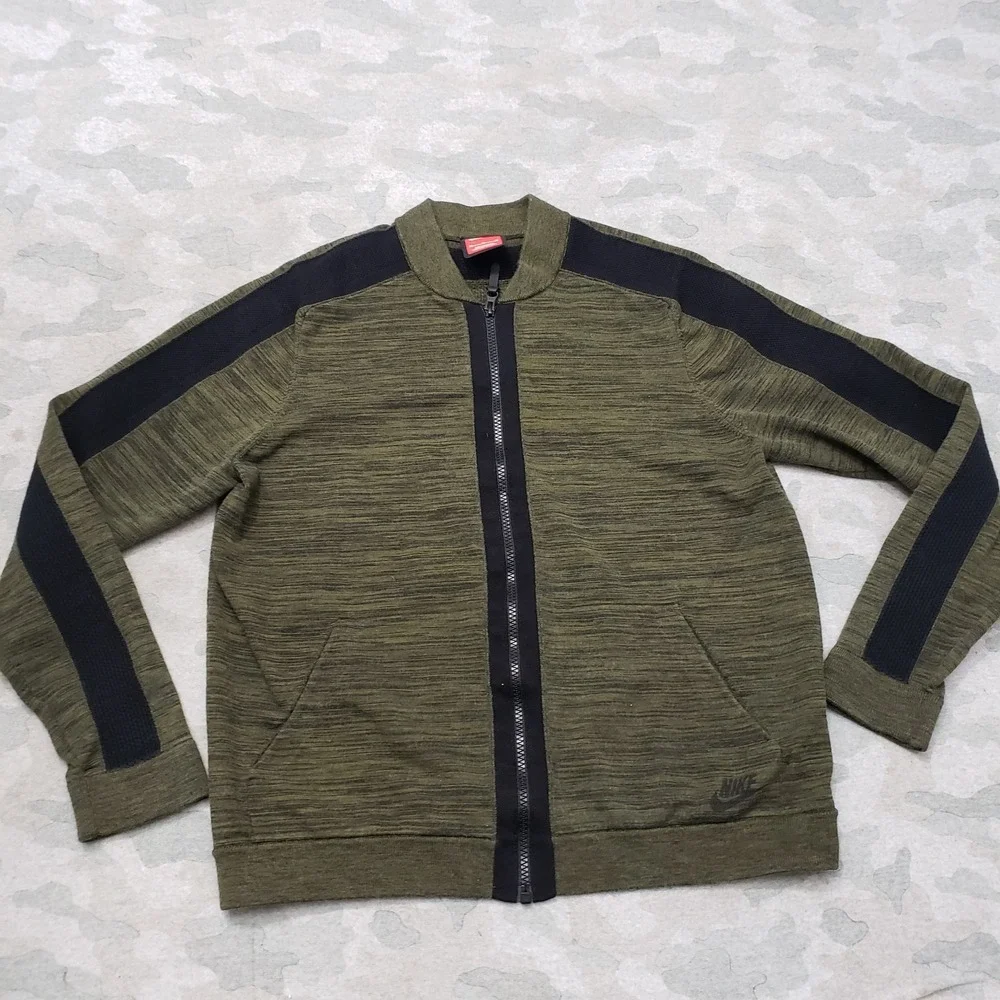 Nike Jacket Womens Medium Green Full‎ Zip Pockets Long Sleeve Sportswear